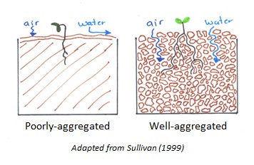 Image showing the difference between poorly and well aggregated soil