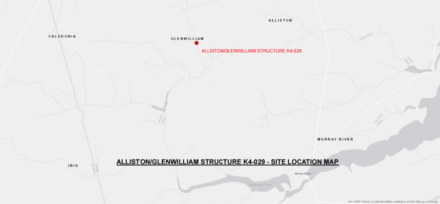 Map showing Peter Road (Route 324) in Glenwilliam