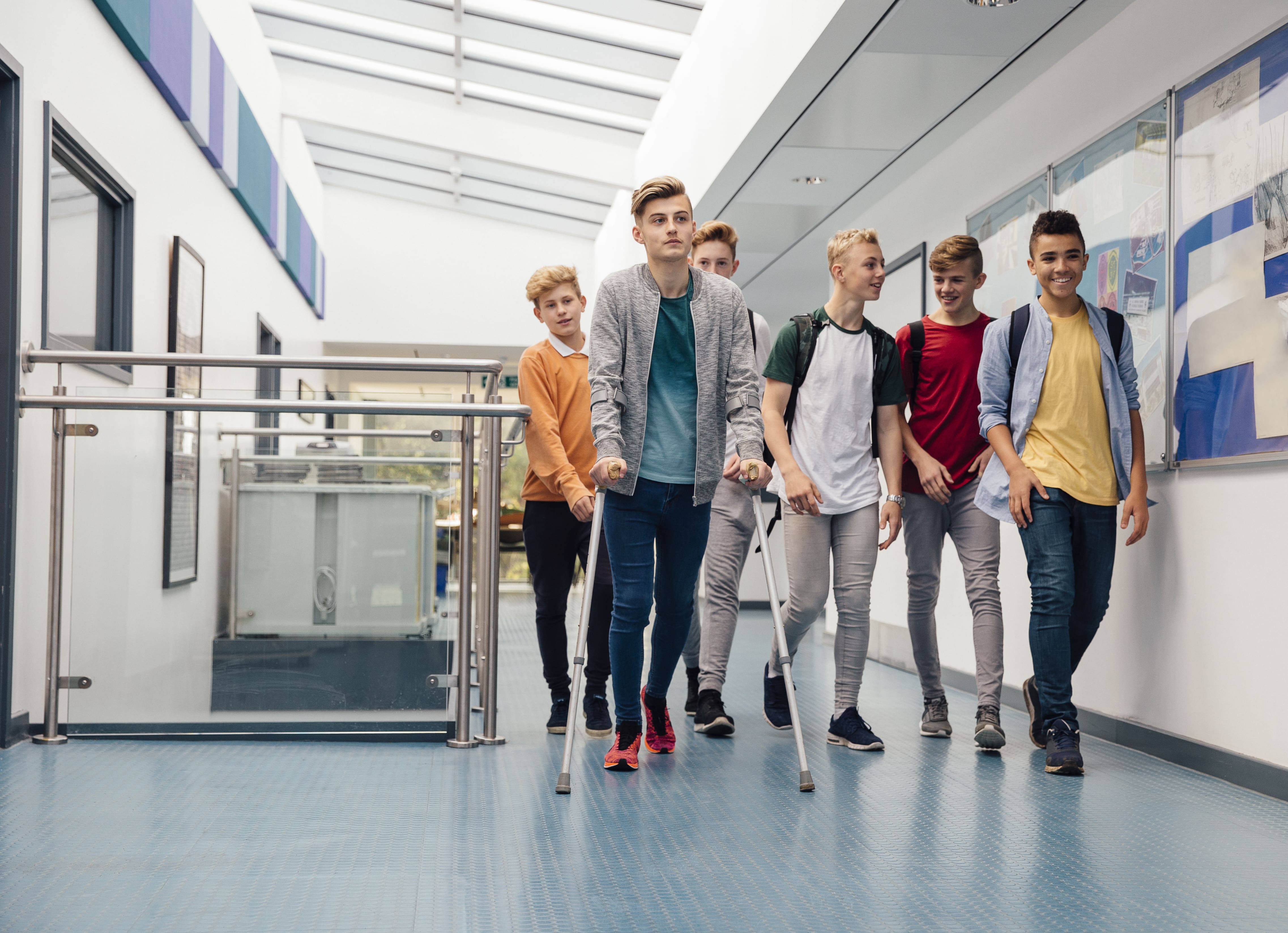 Student Well-being Teams - Students in a hallway