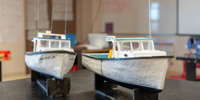 image of two model fishing boats