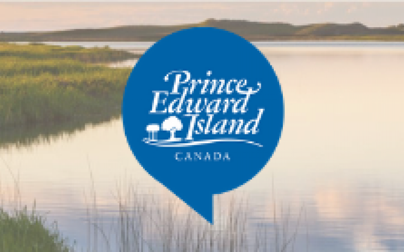 Government of Prince Edward Island wordmark in blue bubble