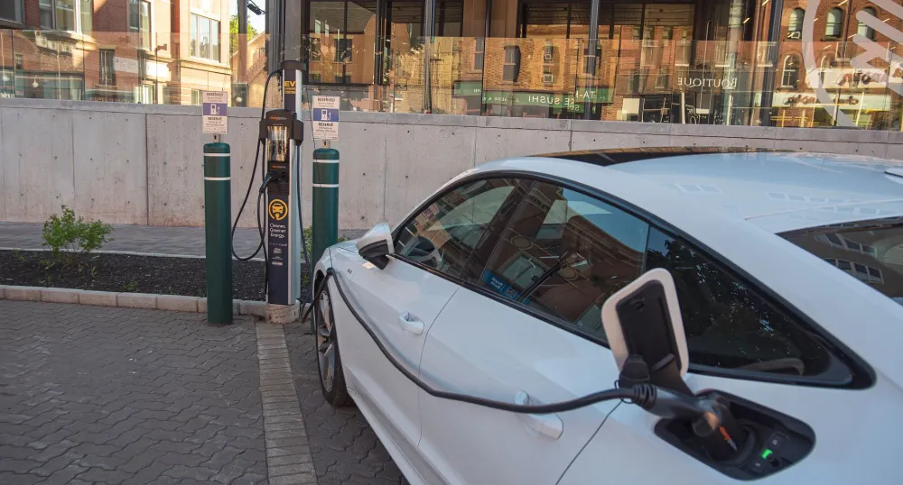 car plugged into an EV charger