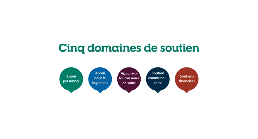 Infographie sur cinq domaines de support