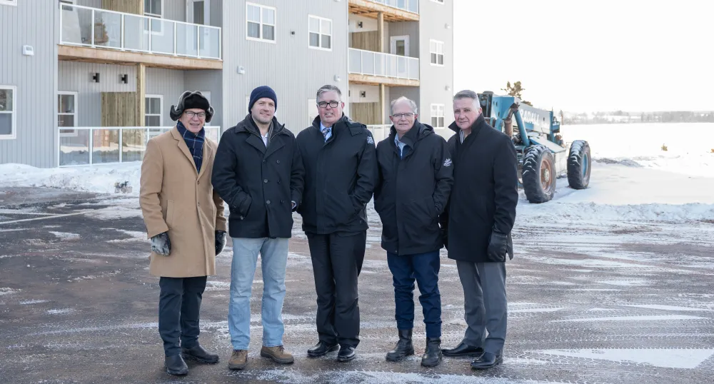 Sean Casey, MP for Charlottetown, Nathaniel Erskine-Smith, Minister of Housing, Infrastructure and Communities, Steven Myers, Minister of Housing, Land and Communities, Ernie Hudson, Minister of Transportation and Infrastructure, and Heath MacDonald, MP 