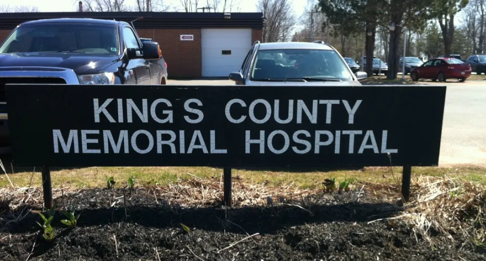 The photo shows the sign for the Kings County Memorial Hospital. 