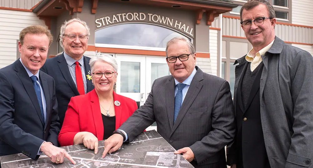Mayor Dunphy, Premier MacLauchlan, Minister Biggar, federal Minister MacAulay, MLA McIsaac