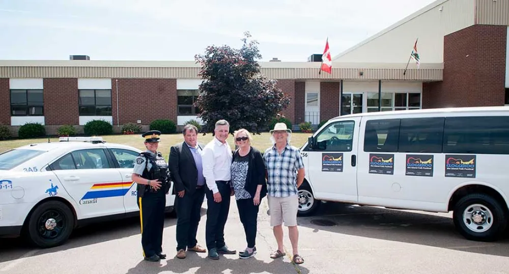 RCMP Sgt. Leanne Butler, Andrew MacMillan, Minister Heath MacDonald, Kathleen Flanagan and Rheo Rochon.