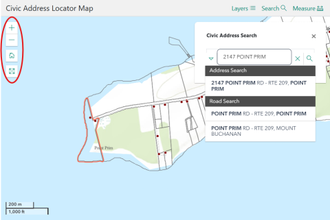 Photo of map buttons on princeedwardisland.ca maps