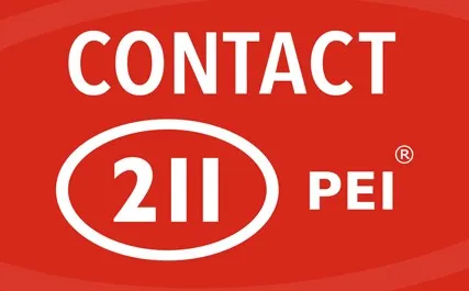 Image with text "contact 211 PEI"