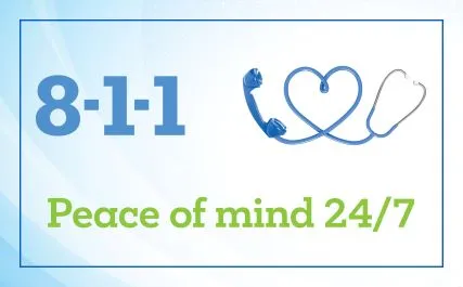 image with text "8-1-1 Peace of mind 24/7"