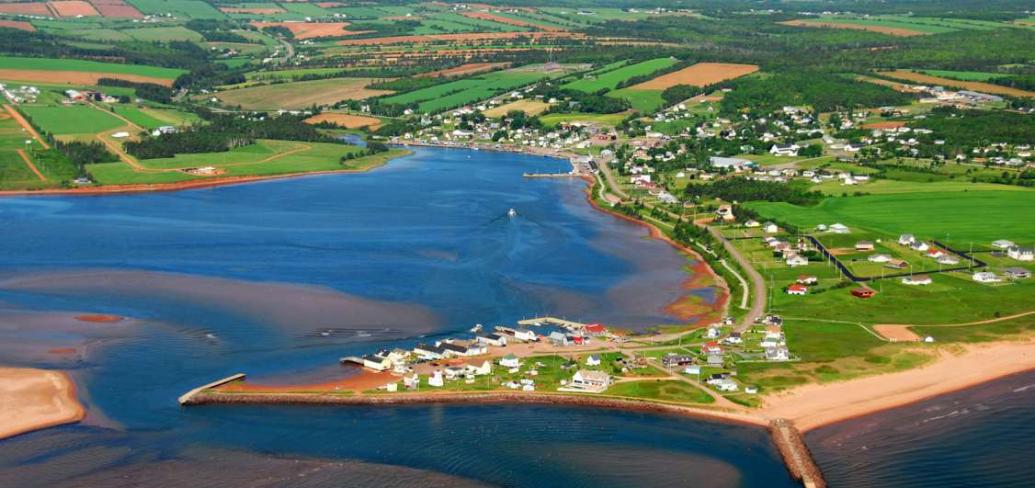 Aerial view of North Rustico in summer