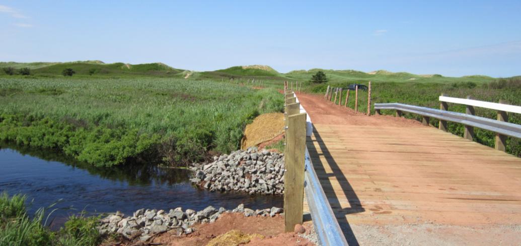 New Blooming Point bridge, with the sand dunes in the background