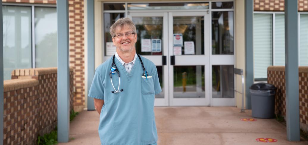 Dr. Roberto Campanaro standing outside the front entrance to Western Hospital 