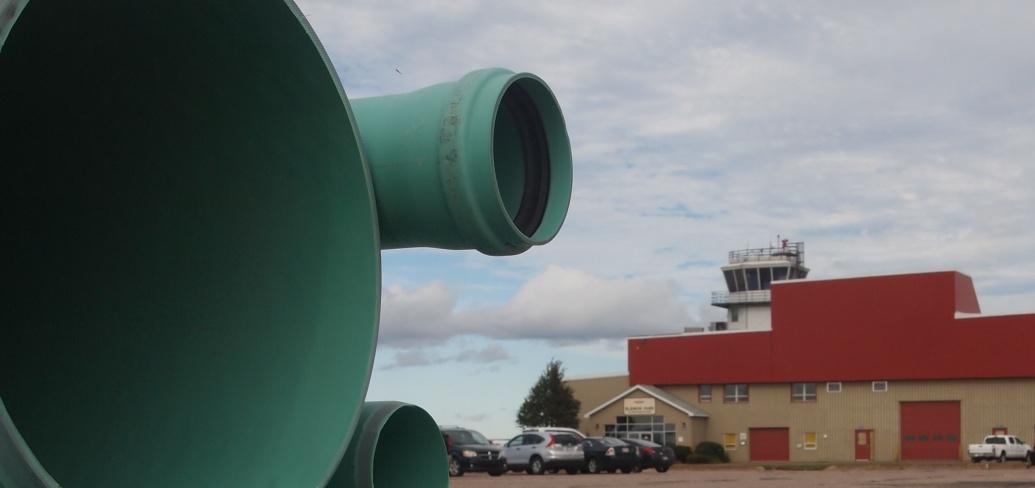 Water pipes await installation near Slemon Park airfield