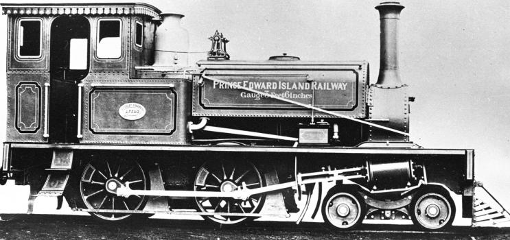 Photograph of a Prince Edward Island railway engine, ca. 1900