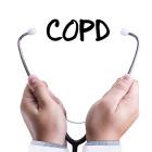 Stethoscope wrapped around the letters COPD (Chronic Obstructive Pulmonary Disease)