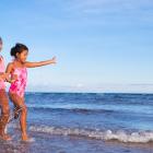 children playing on a beach