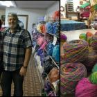Doug and Linda Nobles stand in their shop at Belfast Mini Mills, and an accompanying photo shows colourful yarn made from a hand dyed blend of qiviut, alpaca, cashmere and silk