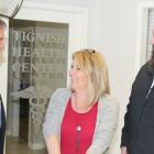 Minister Robert Mitchell, Tignish Health Centre manager Wendy Arsenault and MLA Hal Perry.