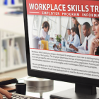 Man looking at Workplace Skills Training Info on Computer
