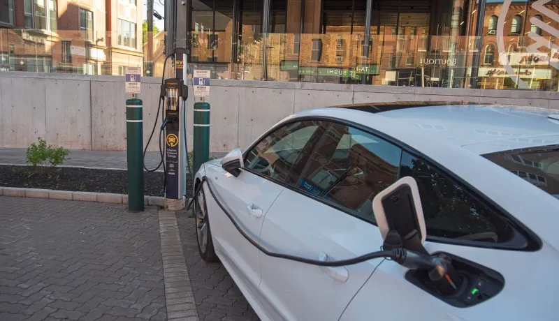 car plugged into an EV charger