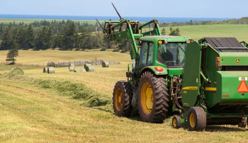 Tractor Bailing Hay
