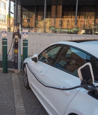car plugged into an EV charger