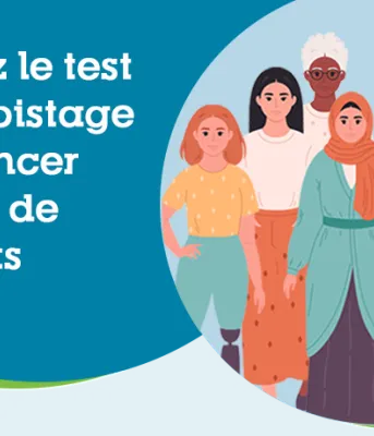 Illustration of a group of diverse women with the text Get Screened for Cervical Cancer