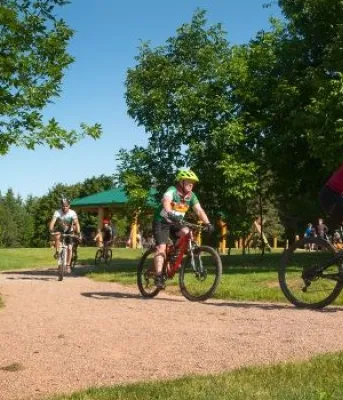 people riding bikes in Bonshaw Provincial Park
