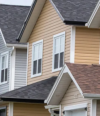 Exterior shot of row of homes