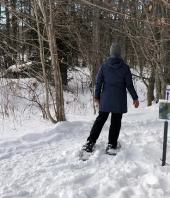 Snowshoeing on community trail