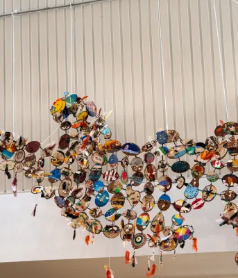 image of the map of Prince Edward Island made in colourful artistic circles