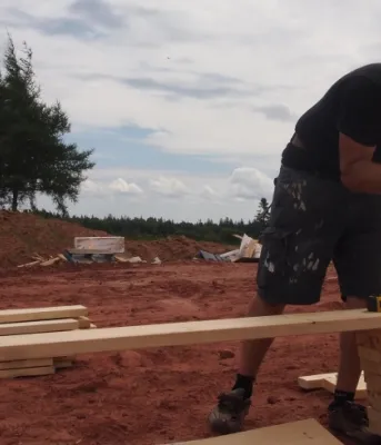 Matt Darrach with circular saw