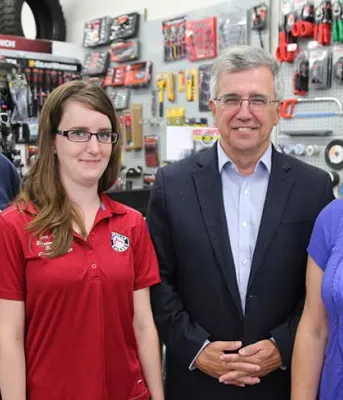 Thane Thomson, owner of Eastern Auto Supply; Melanie Worth, new employee hired through Employ PEI; Minister Richard Brown, Workforce and Advanced Learning; and Bernice Thomson, owner of Eastern Auto Supply met recently at the shop on St. Peters Road in Ch