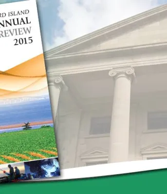 Cover of 2015 Annual Statistical review with image of Province House in background