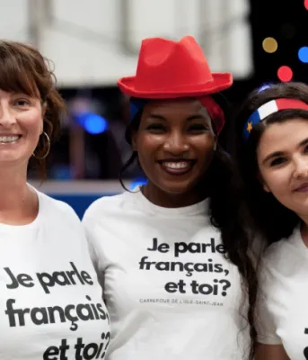 image of three people wearing tshirts standing shoulder to shoulder