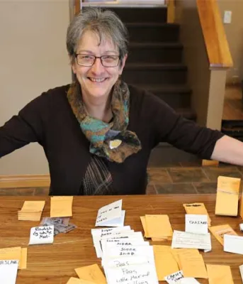Irene Novaczek with some of the seeds available at Seedy Saturday.