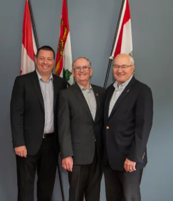Hon Wayne Easter, Kensington Mayor Rowan Caseley and Hon Matthew MacKay stand at a funding announcement