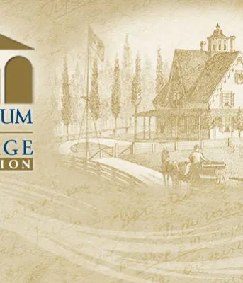 Web graphic with watermark image of Yeo House and PEI Museum and Heritage Foundation logo
