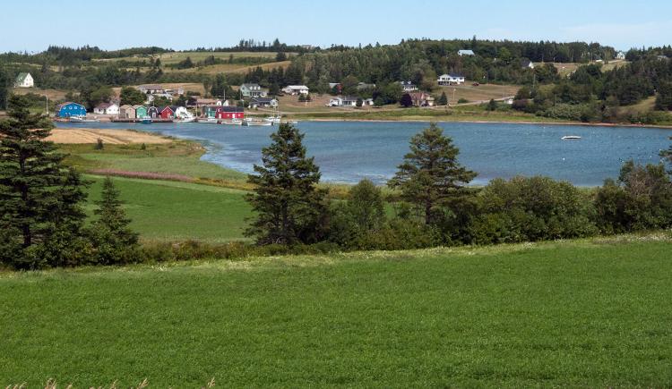 Scene from lookout along Route 20 overlooking French River, PEI.