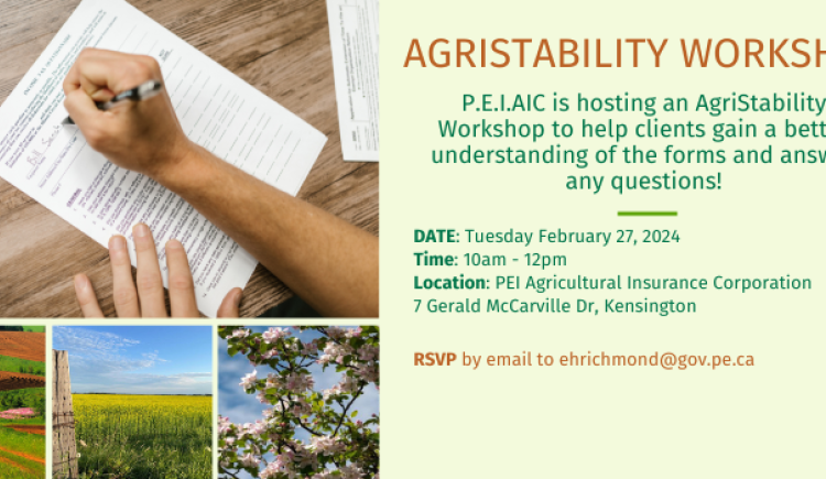 AgriStability workshop Feb 27 10-12pm 7 Gerald McCarville Dr Kensington