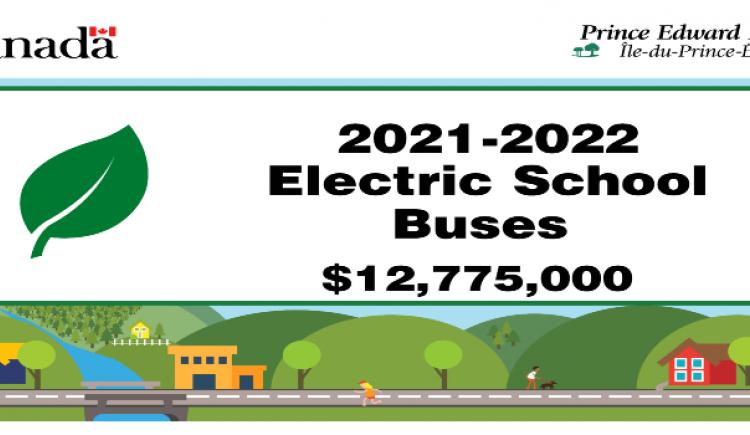 Graphic with text Canada-Prince Edward Island 2020-2021 Electric School Buses, $4,200,000