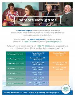 Seniors Navigator community visit schedule 